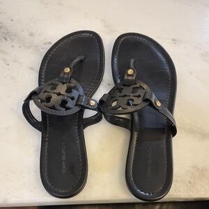 Tory Burch Black Cutout Sandals leather